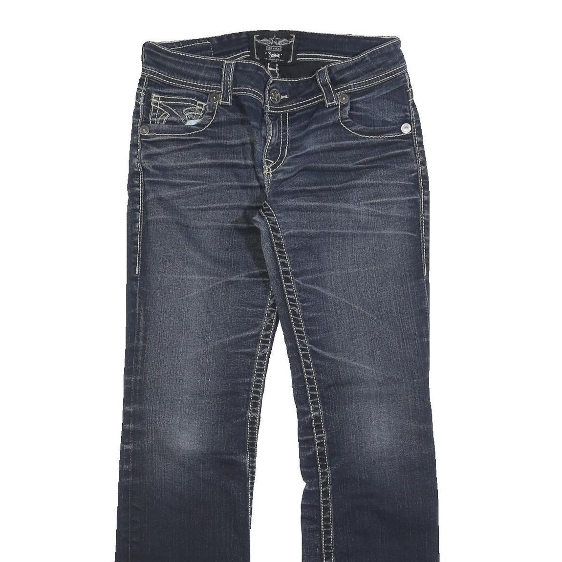 BIG STAR Womens Jeans Blue Regular Straight Denim Medium W30 L32 Distressed Hem