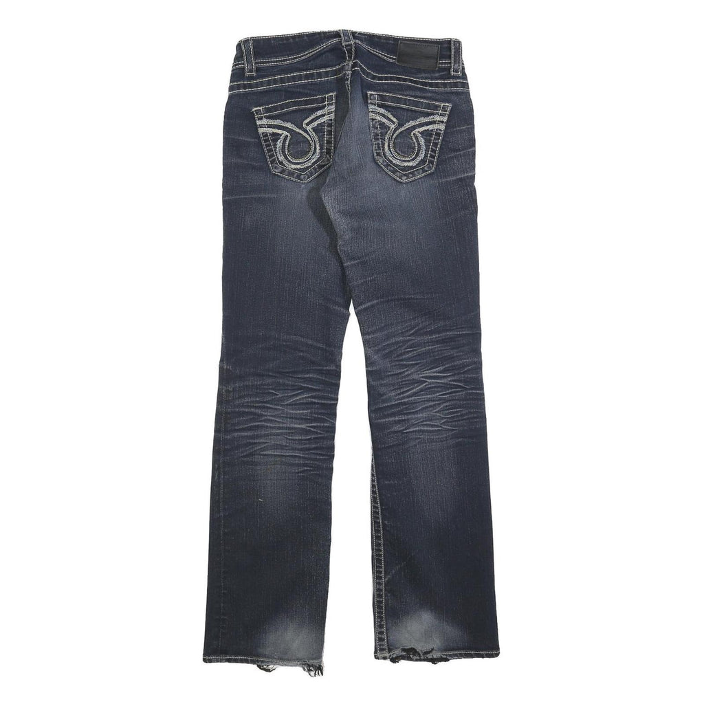 BIG STAR Womens Jeans Blue Regular Straight Denim Medium W30 L32 Distressed Hem