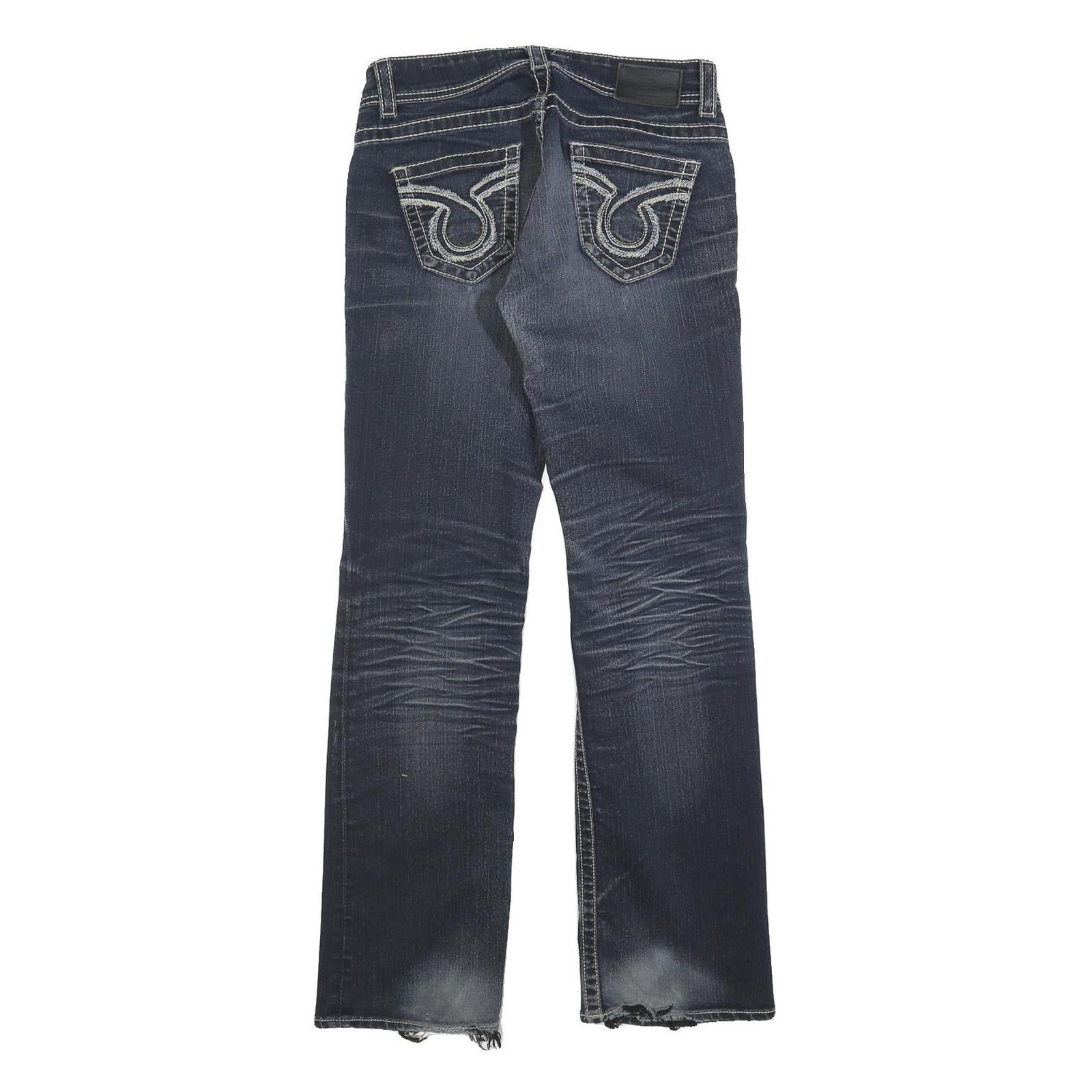 BIG STAR Womens Jeans Blue Regular Straight Denim Medium W30 L32 Distressed Hem