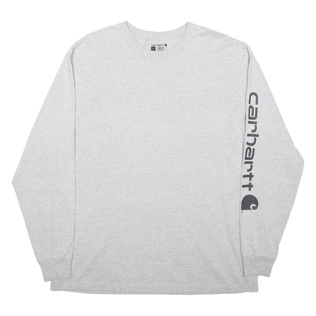 CARHARTT Mens Grey Long Sleeve Crew Neck Cotton Blend L Logo Print
