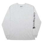 CARHARTT Mens Grey Long Sleeve Crew Neck Cotton Blend L Logo Print