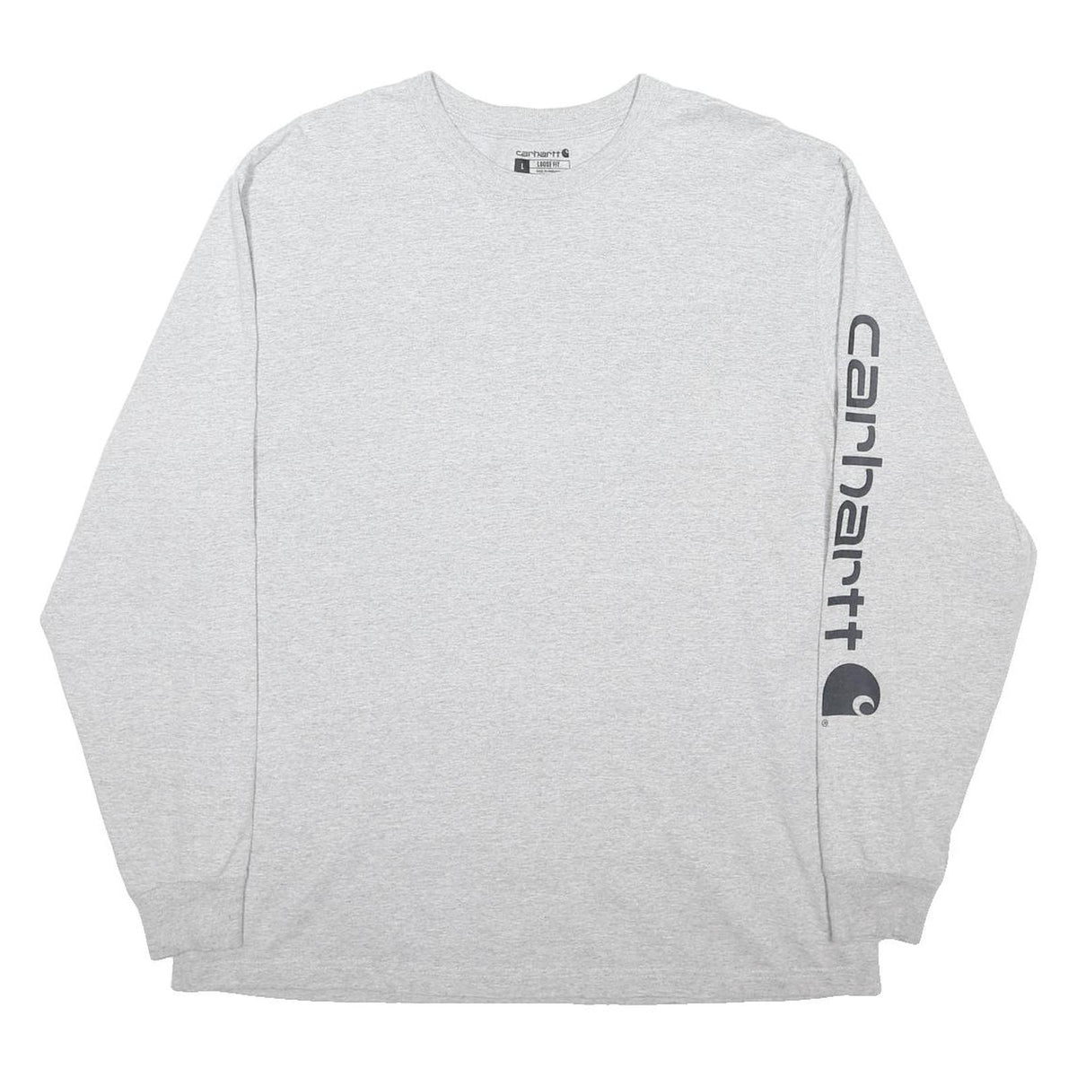 CARHARTT Mens Grey Long Sleeve Crew Neck Cotton Blend L Logo Print