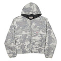 STUSSY Woodland Camo Needlepunch Mens Grey Camouflage Zip Hoodie Jacket XL