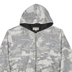 STUSSY Woodland Camo Needlepunch Mens Grey Camouflage Zip Hoodie Jacket XL