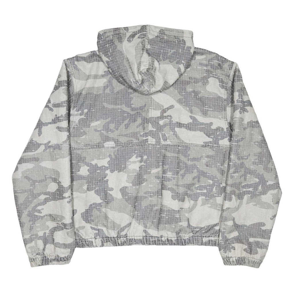 STUSSY Woodland Camo Needlepunch Mens Grey Camouflage Zip Hoodie Jacket XL