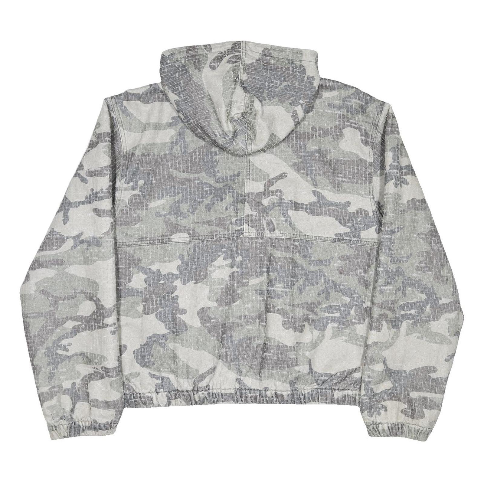 STUSSY Woodland Camo Needlepunch Mens Grey Camouflage Zip Hoodie Jacket XL