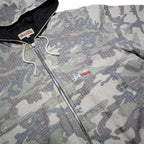 STUSSY Woodland Camo Needlepunch Mens Grey Camouflage Zip Hoodie Jacket XL