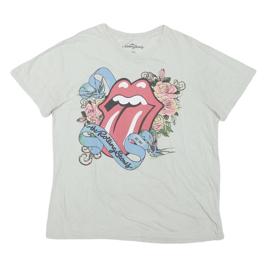 THE ROLLING STONES Womens White Graphic T-Shirt 2XL Short Sleeve Crew Neck Band