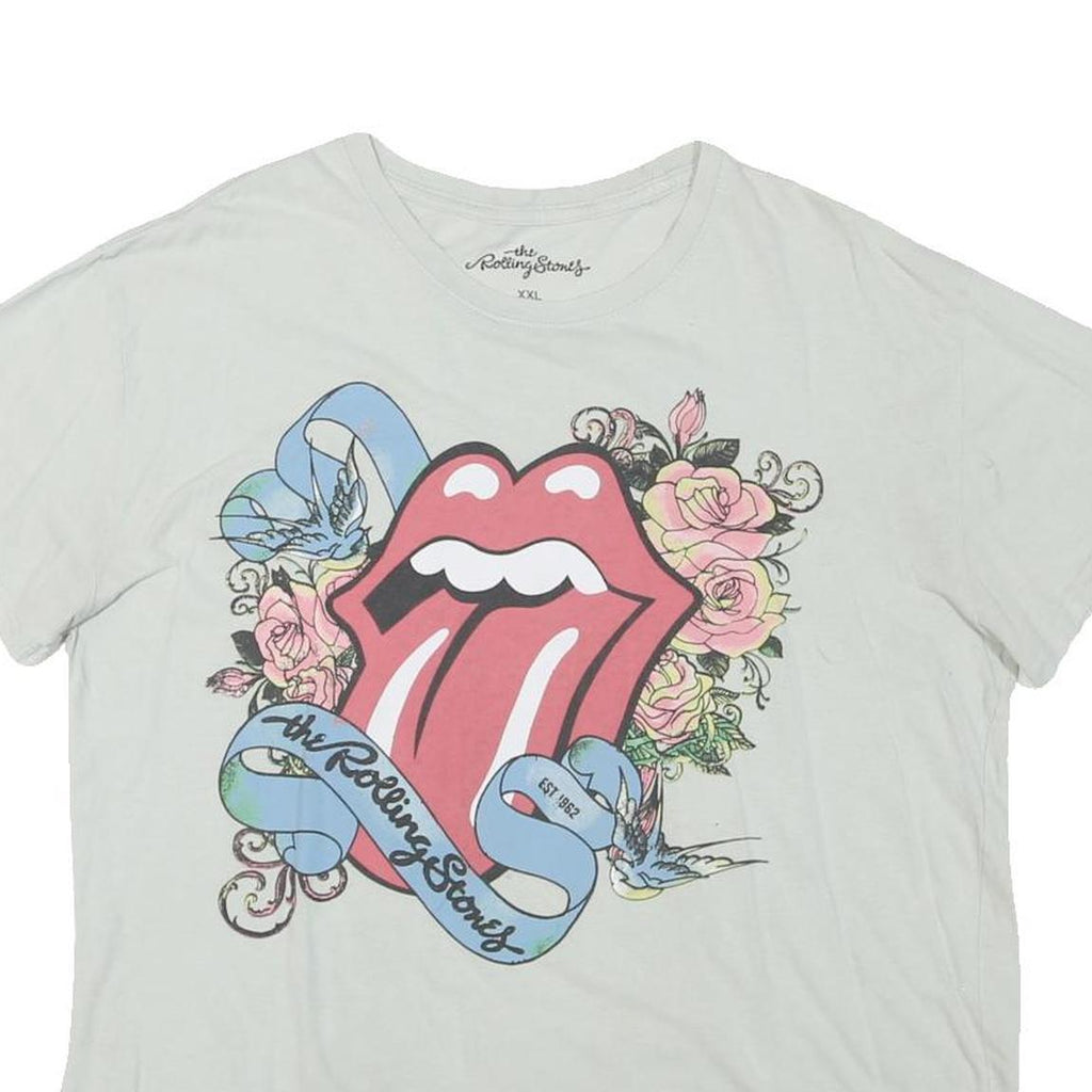 THE ROLLING STONES Womens White Graphic T-Shirt 2XL Short Sleeve Crew Neck Band