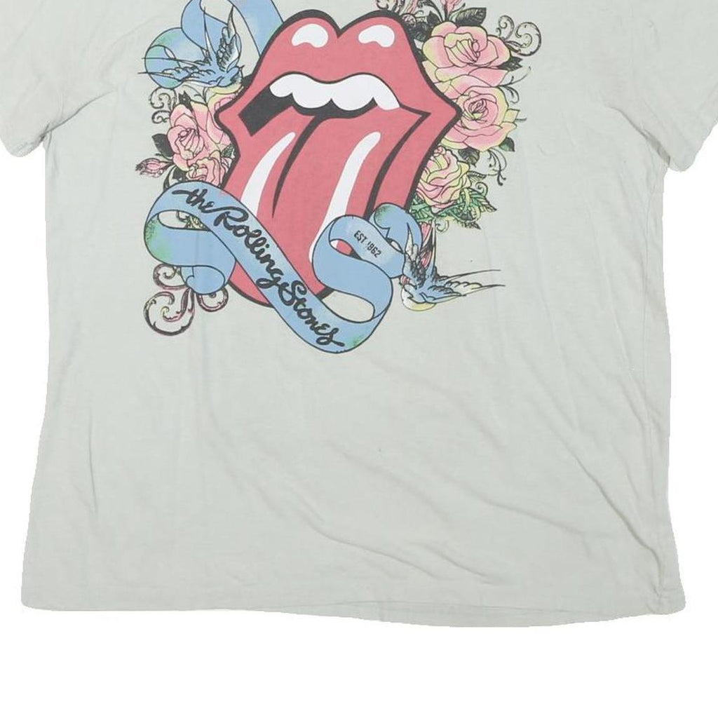 THE ROLLING STONES Womens White Graphic T-Shirt 2XL Short Sleeve Crew Neck Band