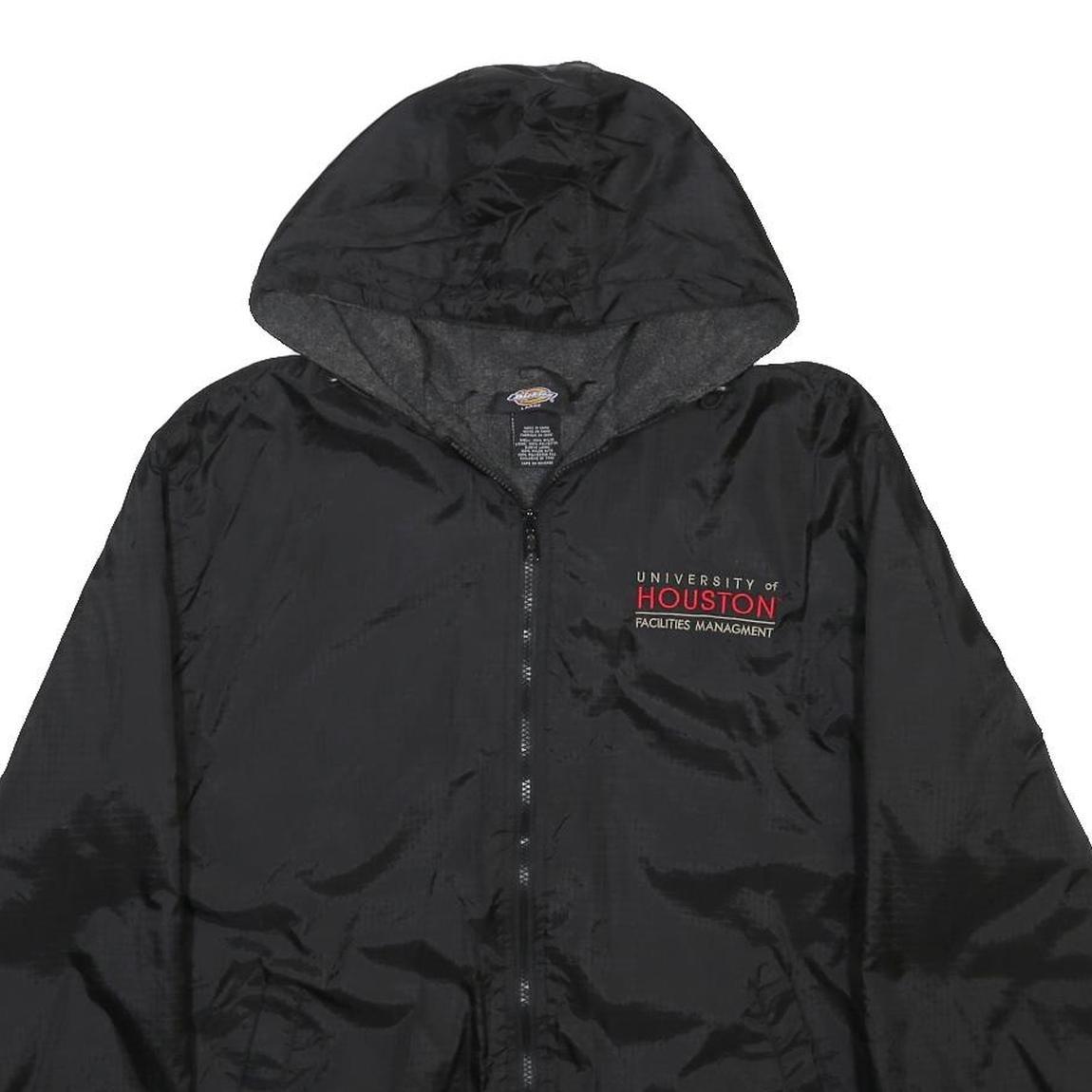 DICKIES Mens Black University Of Houston Nylon Zip Hooded Jacket L Plain