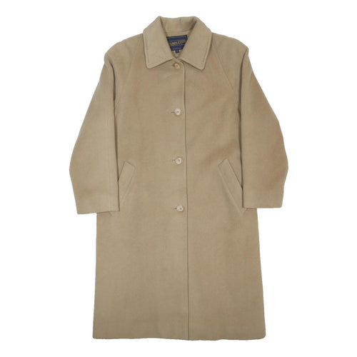 PENDLETON Womens Beige Wool Blend Classic Coat L Plain Button Closure Elegant