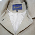 PENDLETON Womens Beige Wool Blend Classic Coat L Plain Button Closure Elegant