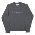 CHAMPION Mens Grey Cotton Blend Crew Neck S Logo Sweatshirt Casual Pullover