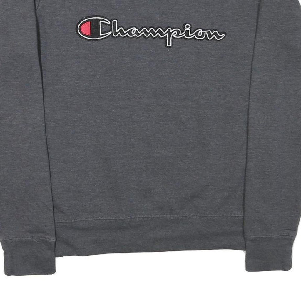 CHAMPION Mens Grey Cotton Blend Crew Neck S Logo Sweatshirt Casual Pullover