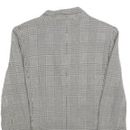 TALBOTS Womens Black White Check Button Jacket M Rayon Woven Classic Tailored