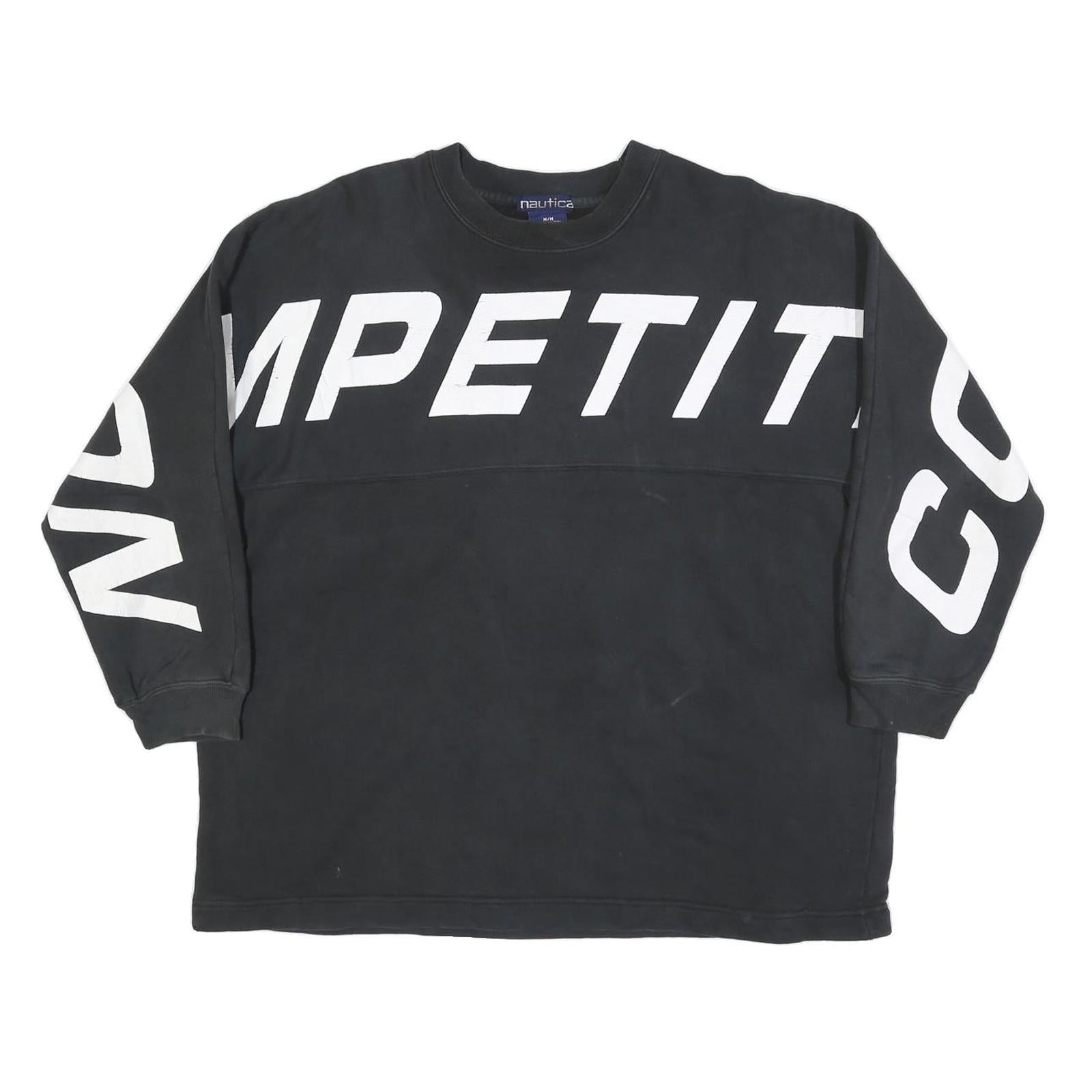 NAUTICA Womens Black Cotton Blend Crew Neck M Sweatshirt Competition Logo