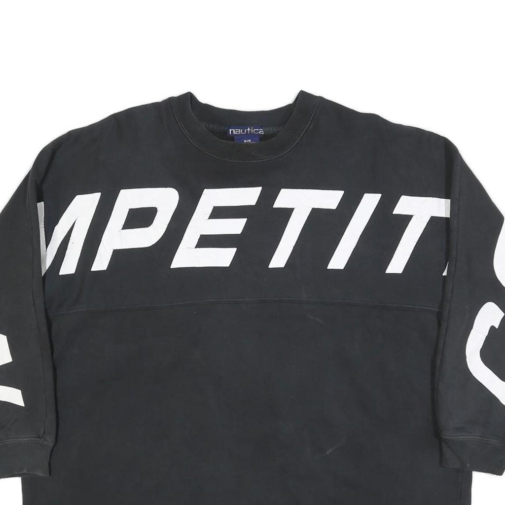 NAUTICA Womens Black Cotton Blend Crew Neck M Sweatshirt Competition Logo