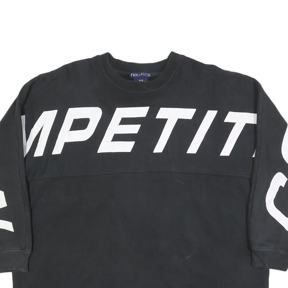 NAUTICA Womens Black Cotton Blend Crew Neck M Sweatshirt Competition Logo