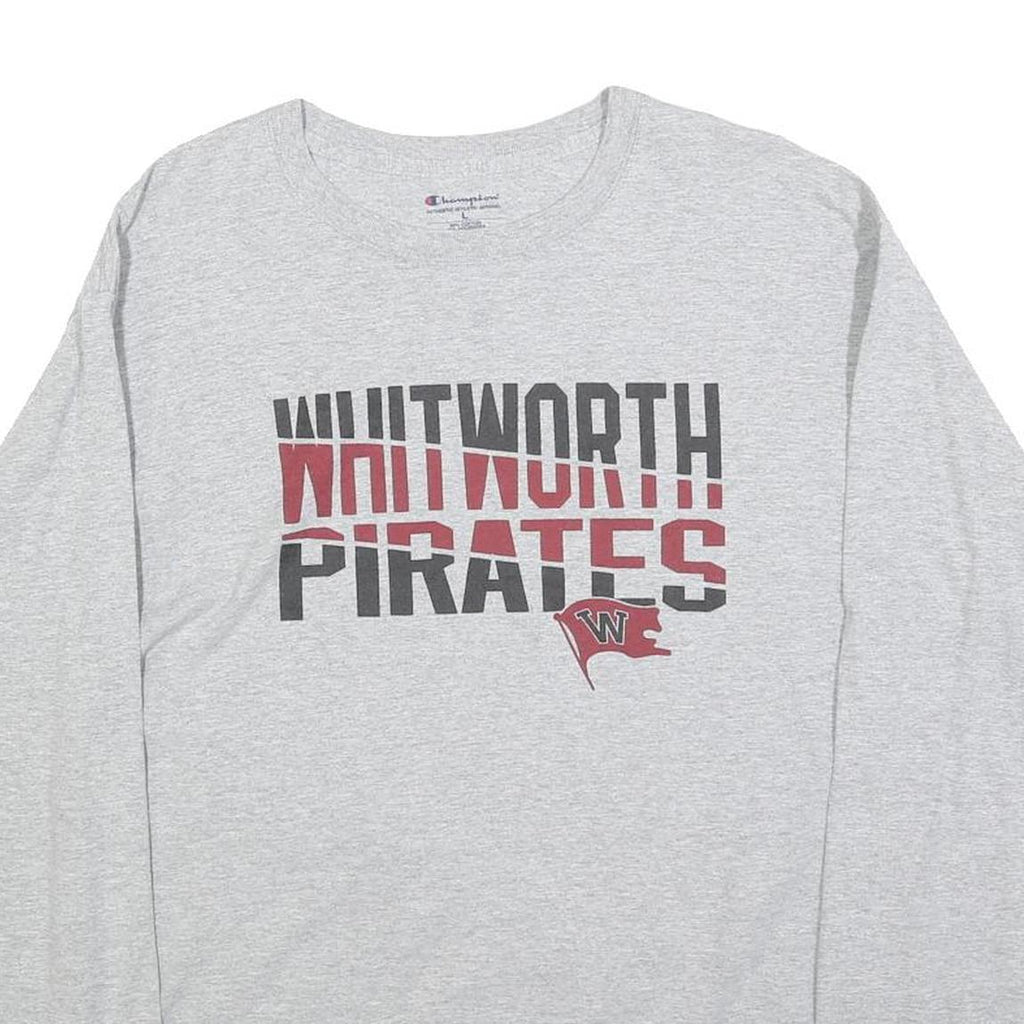 CHAMPION Mens Grey Whitworth Pirates Graphic Long Sleeve Crew Neck T-Shirt L