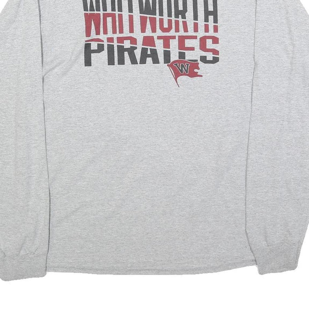 CHAMPION Mens Grey Whitworth Pirates Graphic Long Sleeve Crew Neck T-Shirt L