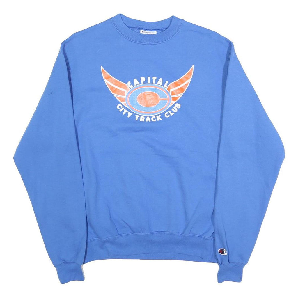 CHAMPION Mens Blue Capital City Track Club Crew Neck S Cotton Sweatshirt