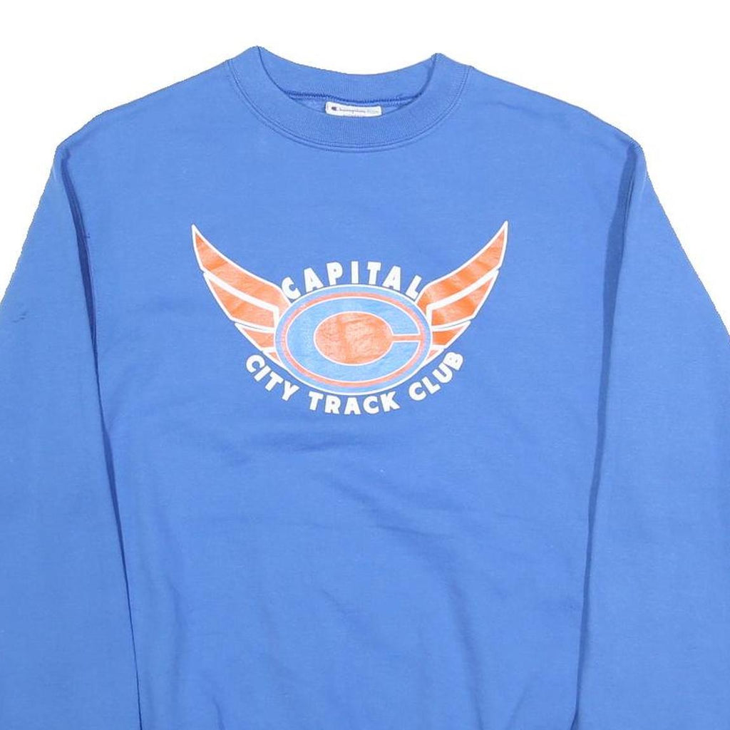 CHAMPION Mens Blue Capital City Track Club Crew Neck S Cotton Sweatshirt