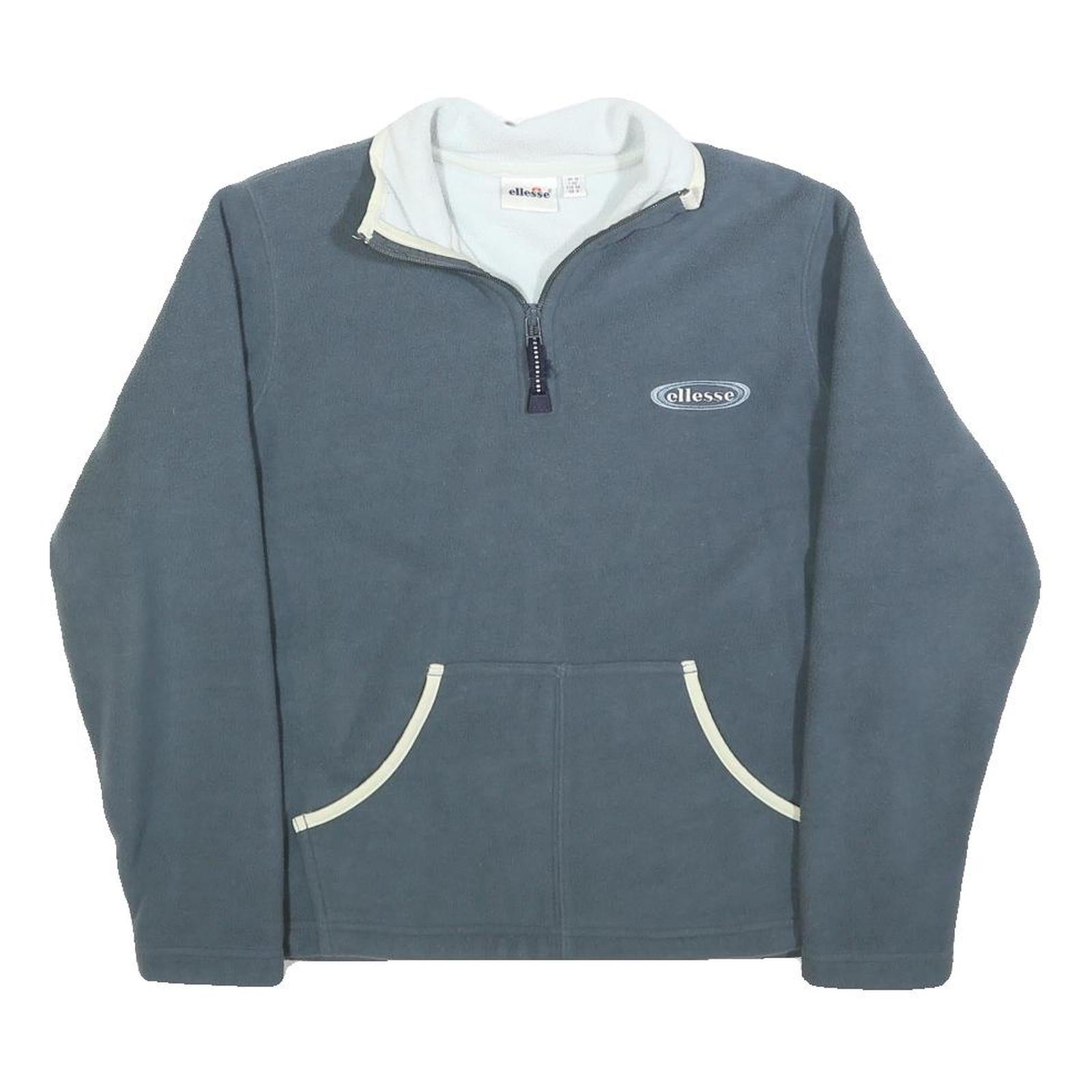 ELLESSE Womens Blue Plain Pullover Polyester Jumper Crew Neck UK 10 Casual