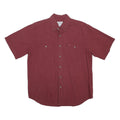 CARHARTT Mens Maroon Cotton Short Sleeve Shirt L Classic Workwear Button Collar