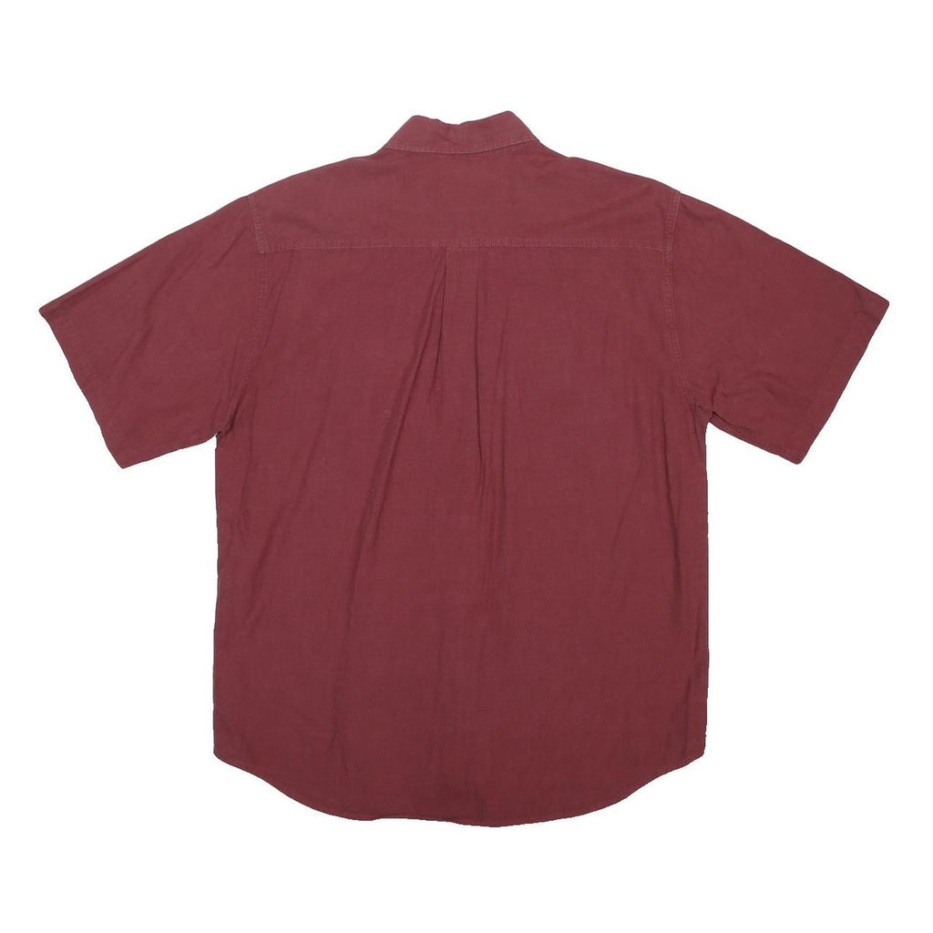 CARHARTT Mens Maroon Cotton Short Sleeve Shirt L Classic Workwear Button Collar