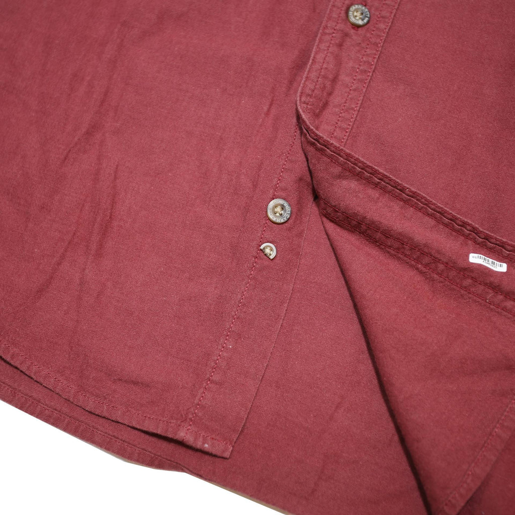 CARHARTT Mens Maroon Cotton Short Sleeve Shirt L Classic Workwear Button Collar