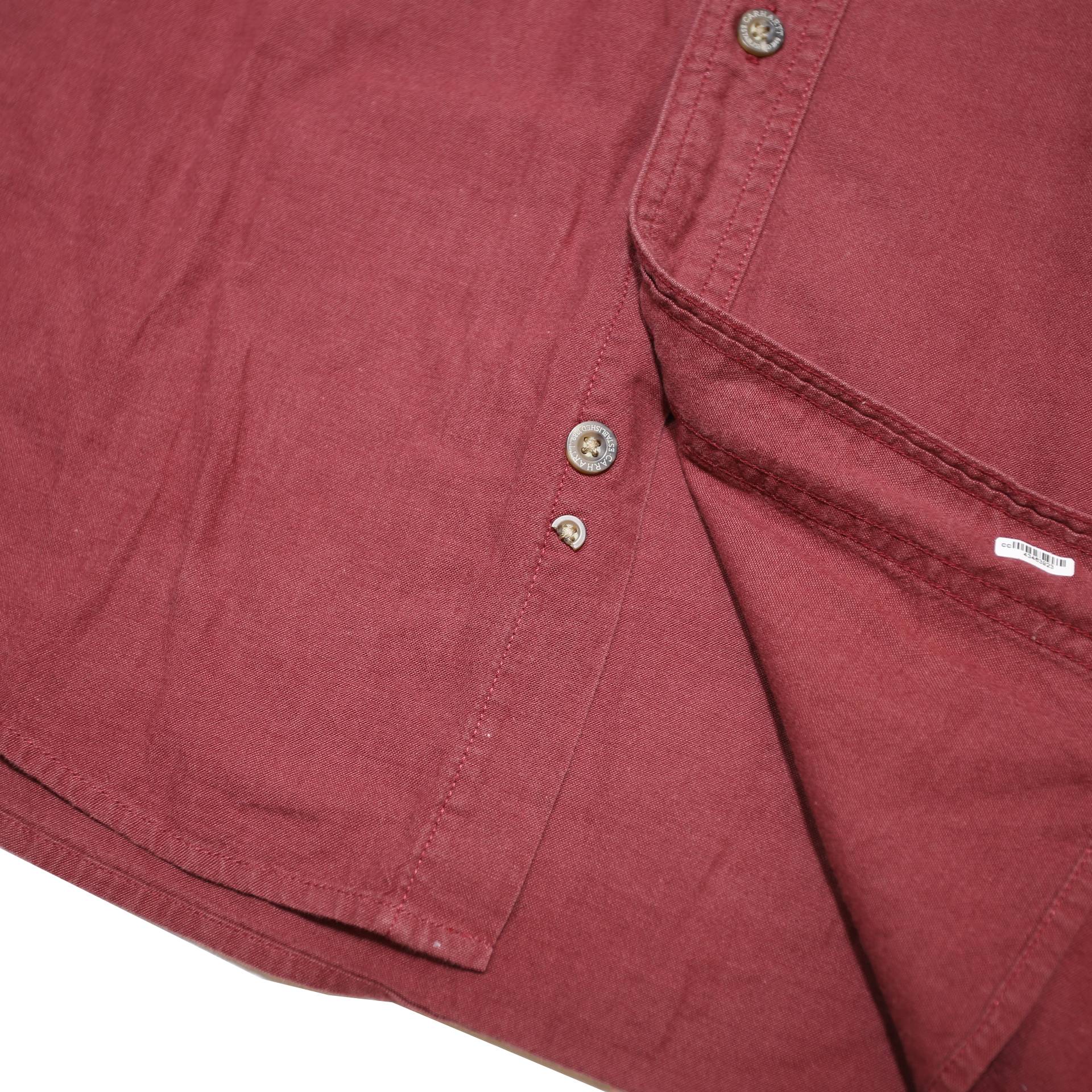 CARHARTT Mens Maroon Cotton Short Sleeve Shirt L Classic Workwear Button Collar