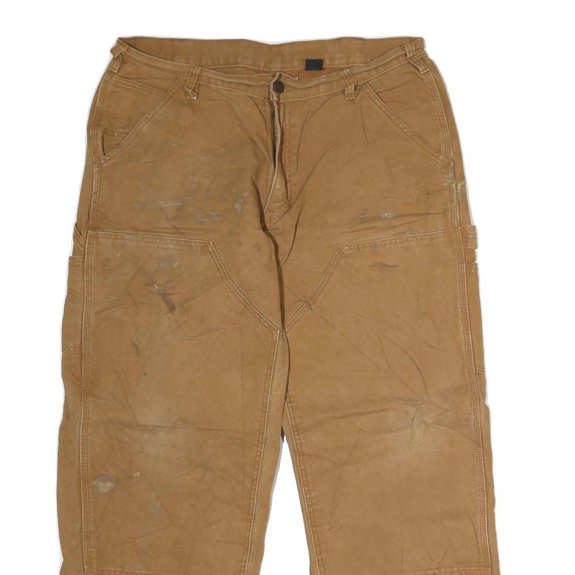 DICKIES Mens Regular Fit Brown Cotton Workwear Jeans W36 L31 Zip Pocket