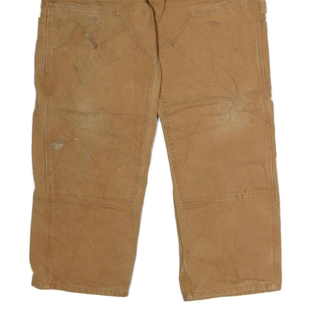 DICKIES Mens Regular Fit Brown Cotton Workwear Jeans W36 L31 Zip Pocket