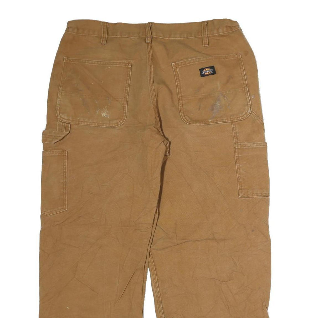 DICKIES Mens Regular Fit Brown Cotton Workwear Jeans W36 L31 Zip Pocket