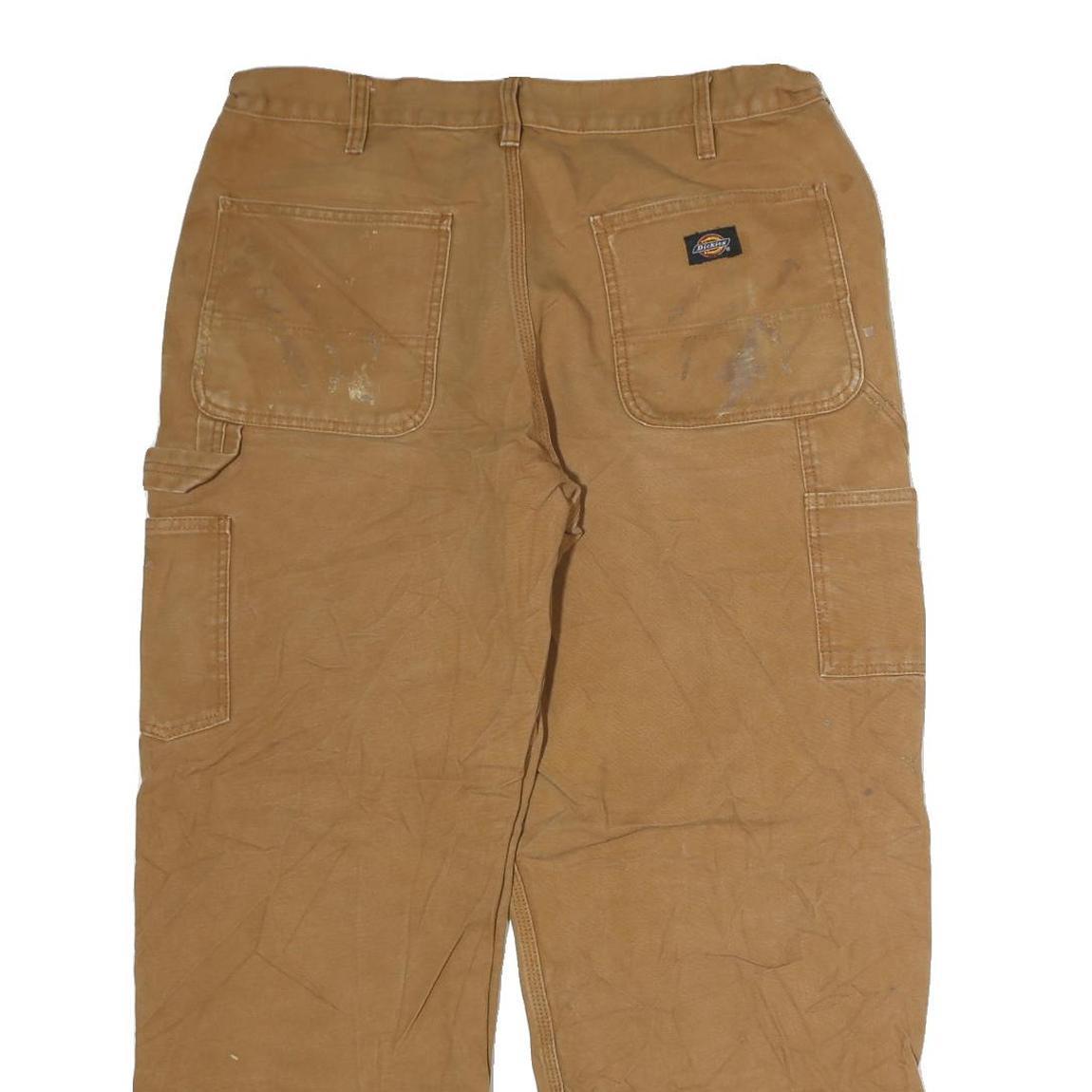 DICKIES Mens Regular Fit Brown Cotton Workwear Jeans W36 L31 Zip Pocket