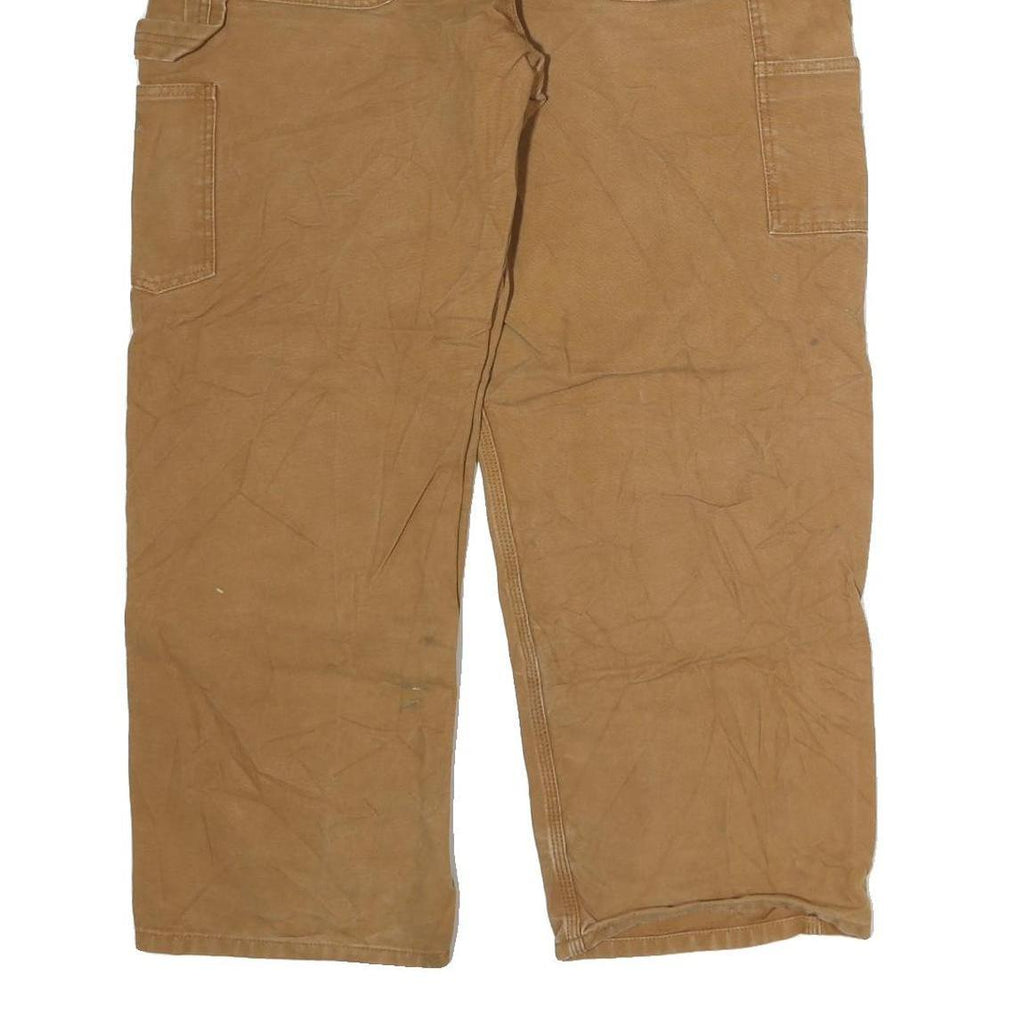 DICKIES Mens Regular Fit Brown Cotton Workwear Jeans W36 L31 Zip Pocket