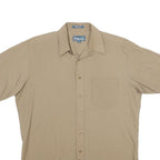 PROTOCOL Mens Beige Short Sleeve Shirt L Casual Button Front Summer Style