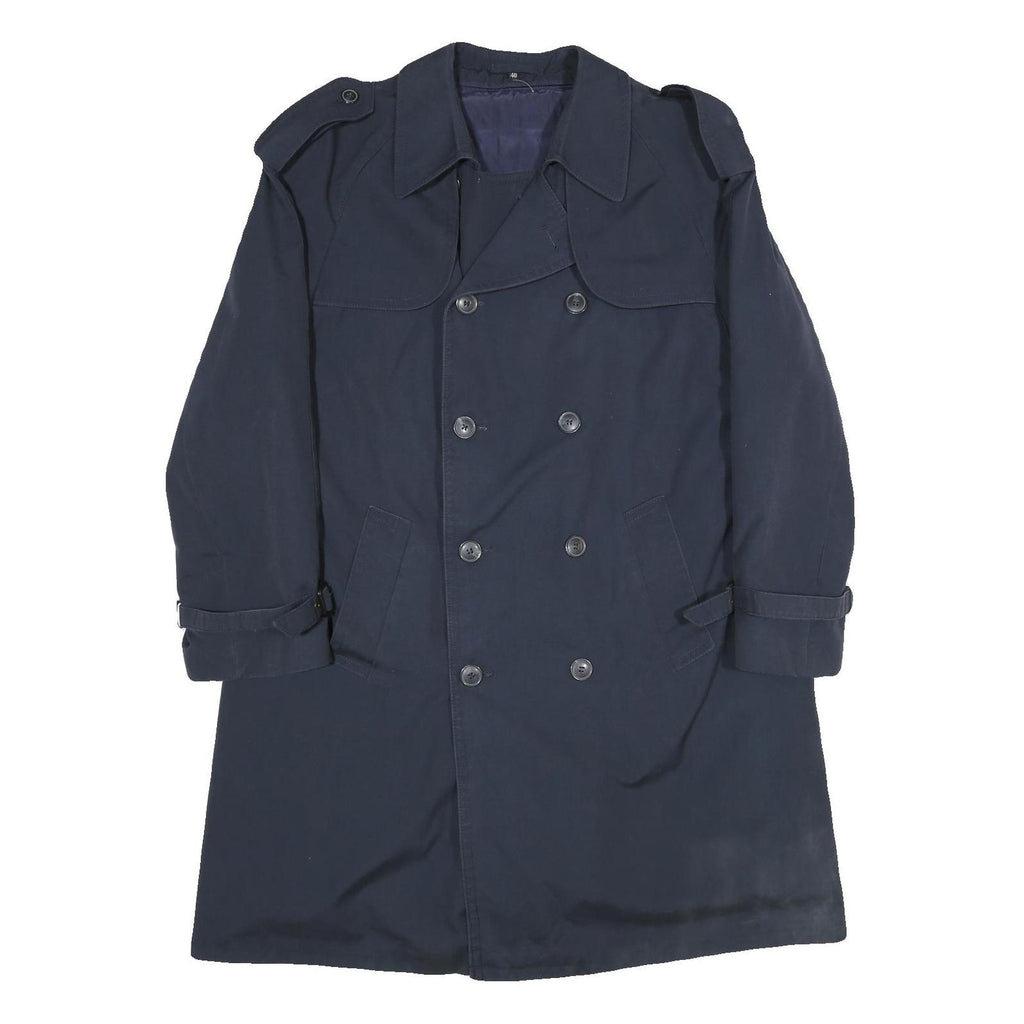 BROOK TAVERNER Mens Navy Blue Classic Trench Jacket M Polyester Blend Button