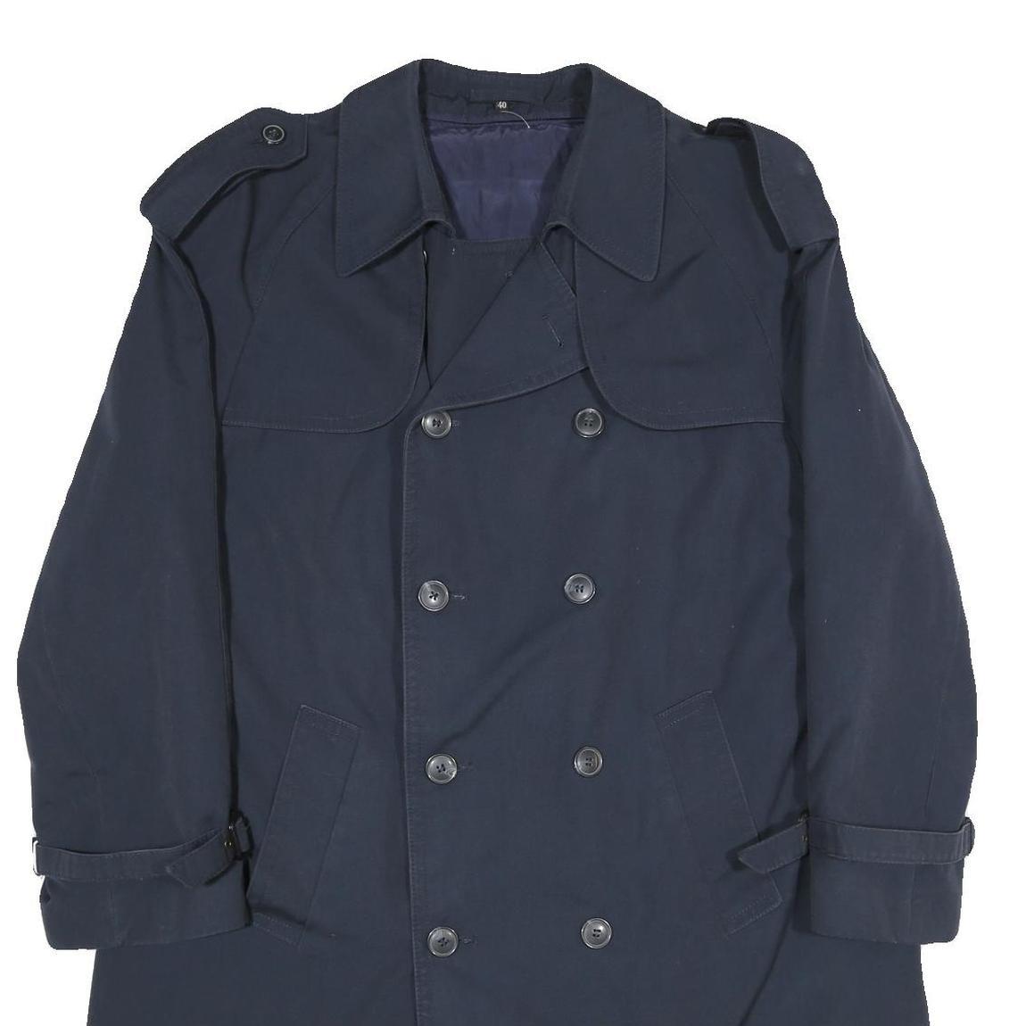 BROOK TAVERNER Mens Navy Blue Classic Trench Jacket M Polyester Blend Button