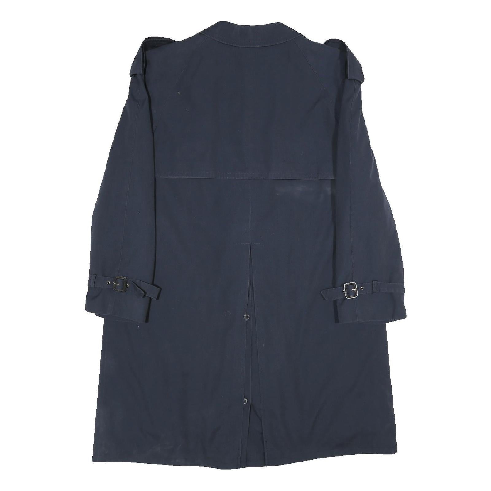 BROOK TAVERNER Mens Navy Blue Classic Trench Jacket M Polyester Blend Button