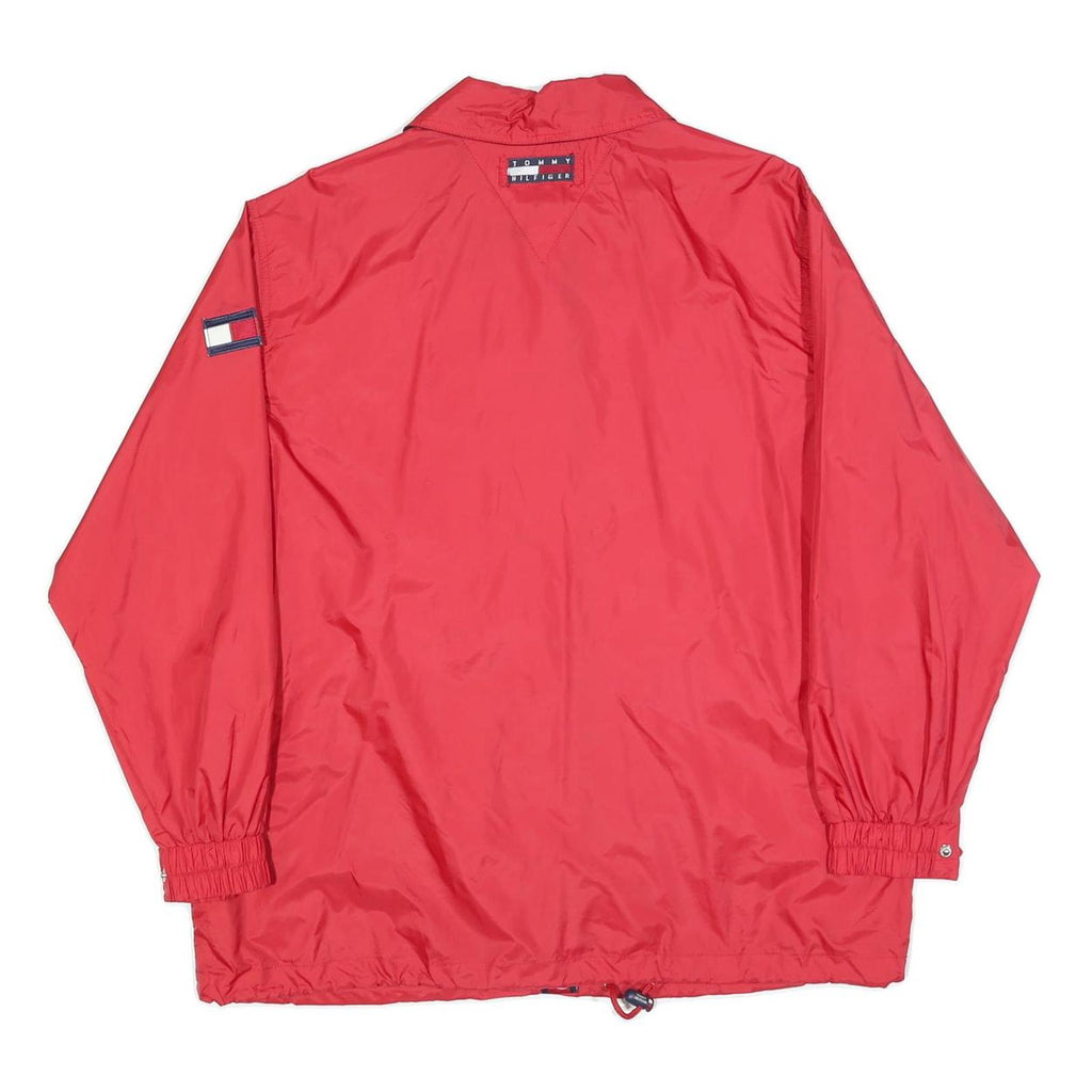 TOMMY HILFIGER Mens Red Coach Jacket L Polyester Button Plain Classic Style