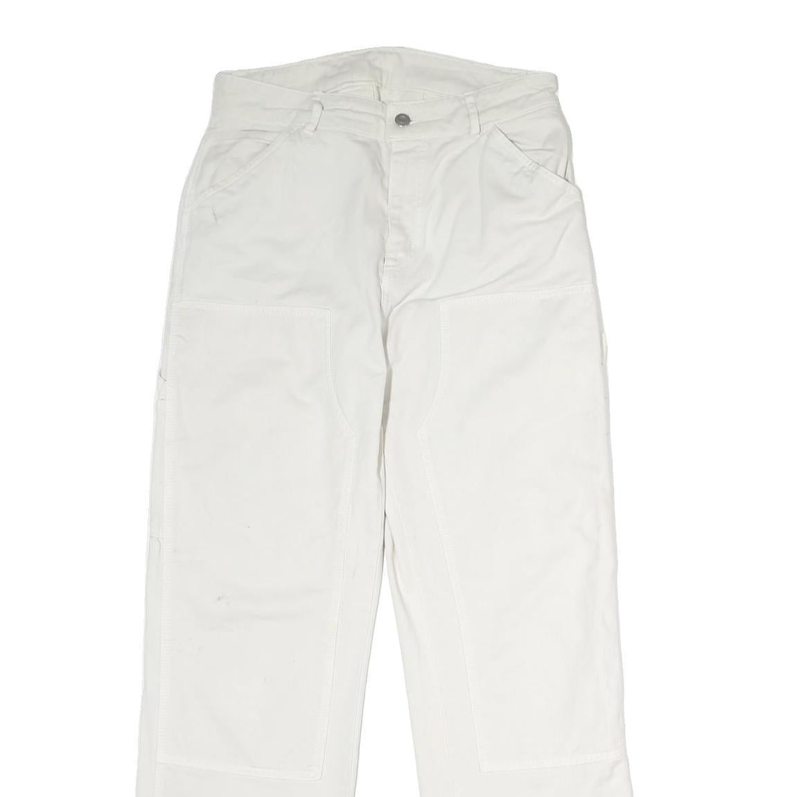 White Mens Regular Fit Denim Jeans W30 L29 Painted Look Workwear Casual