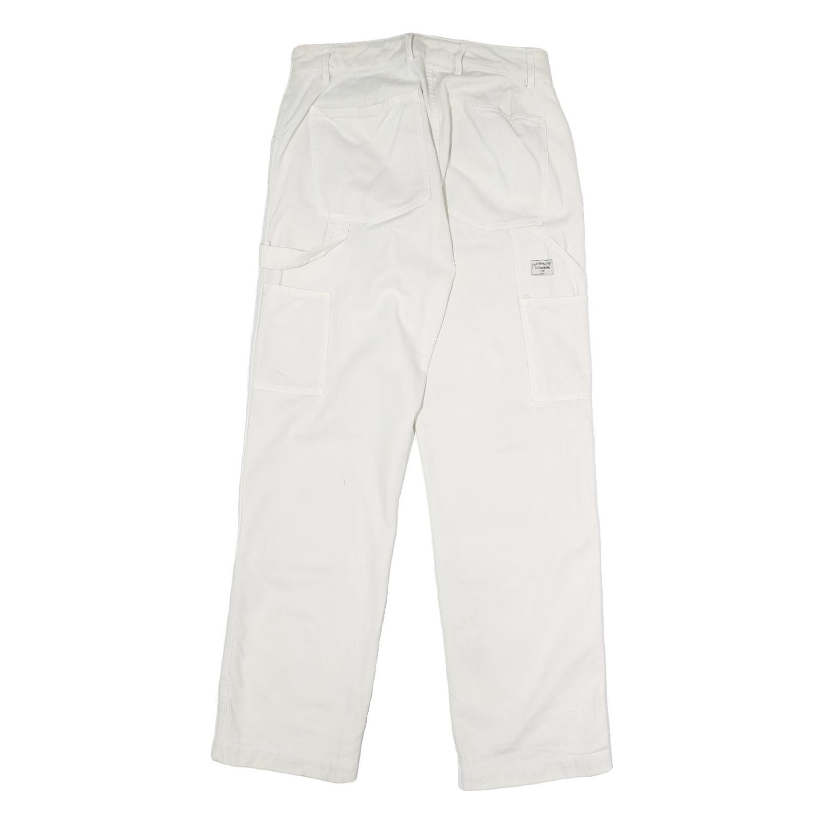 White Mens Regular Fit Denim Jeans W30 L29 Painted Look Workwear Casual