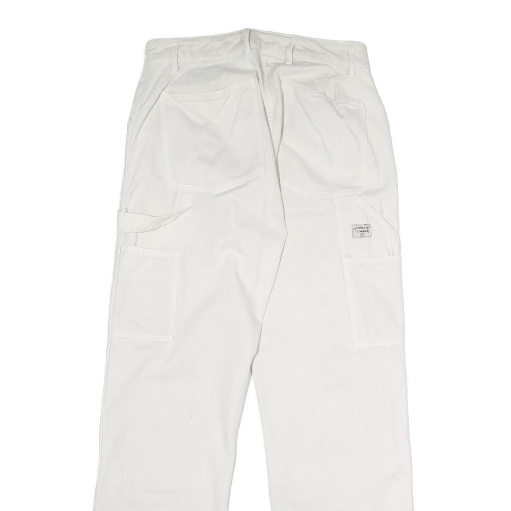 White Mens Regular Fit Denim Jeans W30 L29 Painted Look Workwear Casual