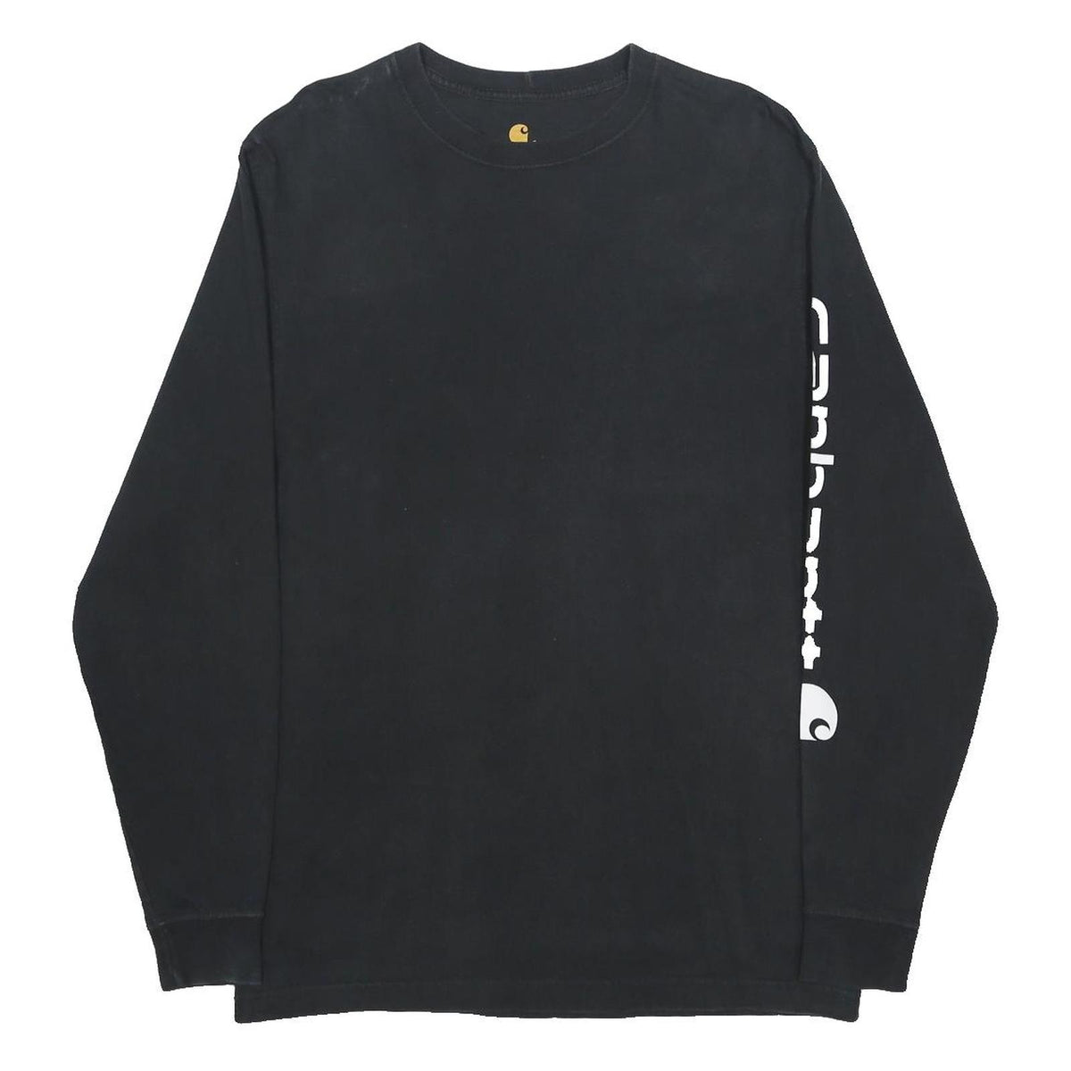 CARHARTT Mens Black Long Sleeve Crew Neck Cotton T-Shirt S Logo Print
