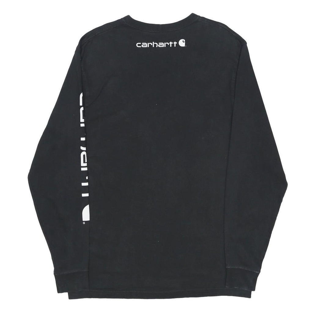 CARHARTT Mens Black Long Sleeve Crew Neck Cotton T-Shirt S Logo Print