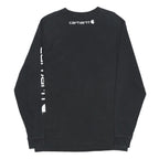 CARHARTT Mens Black Long Sleeve Crew Neck Cotton T-Shirt S Logo Print