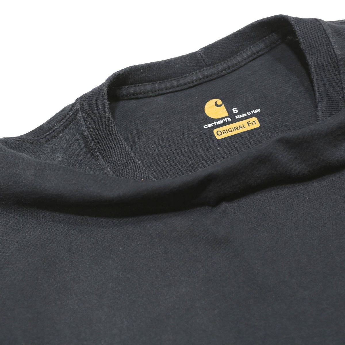 CARHARTT Mens Black Long Sleeve Crew Neck Cotton T-Shirt S Logo Print