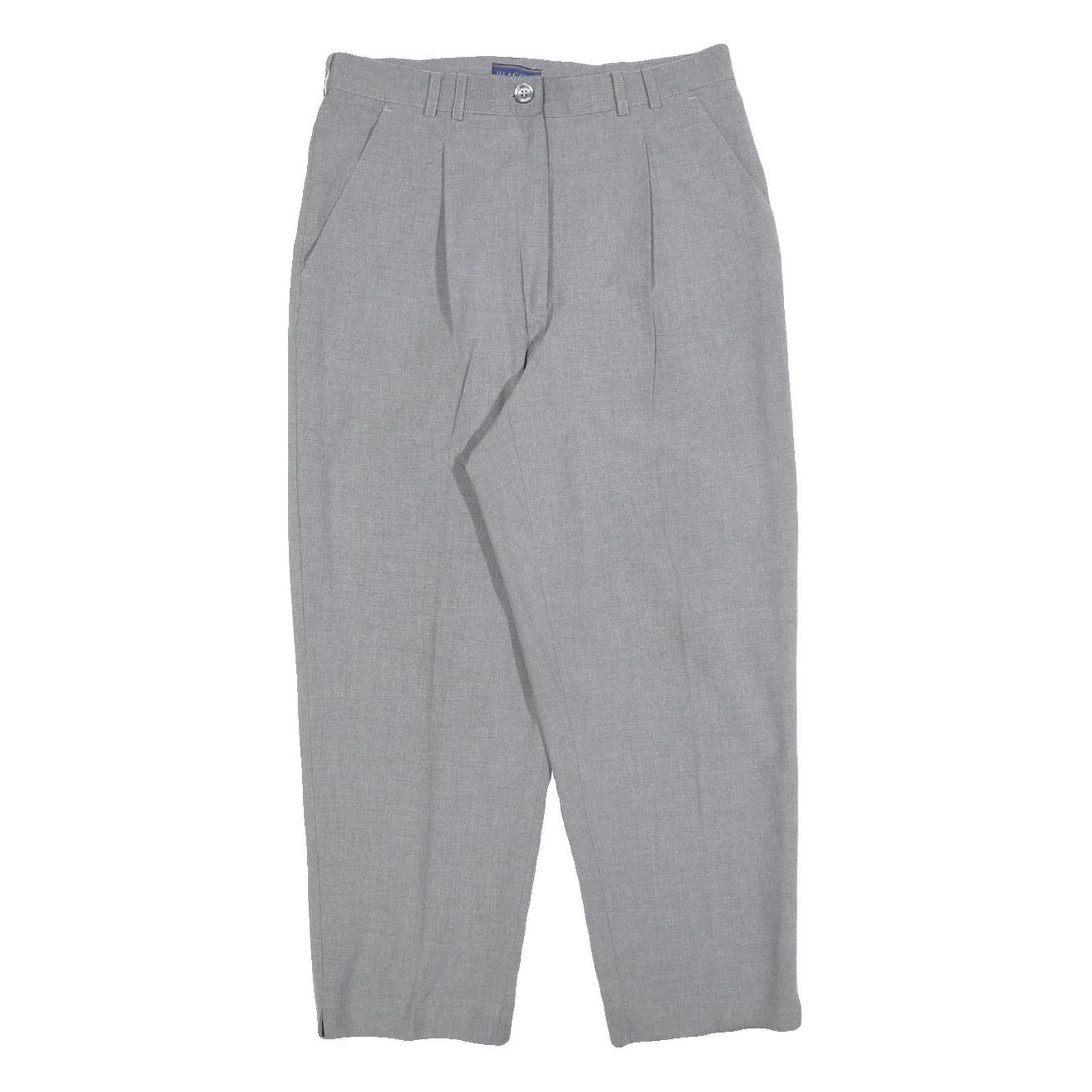 BIAGGINI Womens Polyester Blend Grey Regular Fit Straight Trousers W30 L25 Smart